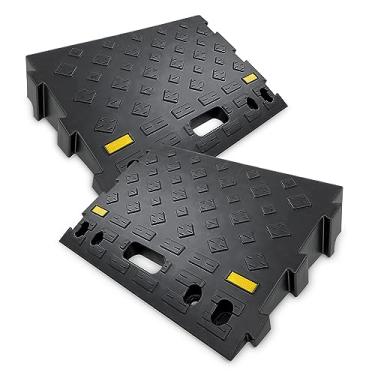 Imagem de HOXWELL Rampas de Entrada de Automóveis Portáteis de 4 "De Altura, 2 Peças, Rampa de Limite de Plástico Resistente para Cadeiras de Rodas, Degraus, Bicicletas, Motocicletas, Capacidade de Carga de 6.6