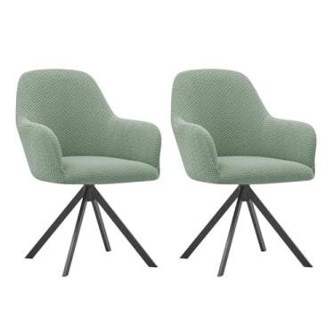 Imagem de Lzyjckh Capa elástica para cadeira de jantar com braços, Protetor para poltrona giratória, Capa para cadeira de escritório, Para penteadeira, sala de estar, quarto,Green,2PCS
