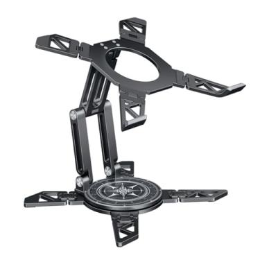 Imagem de OATSBASF Suporte de laptop para mesa com base giratória 360, altura ajustável, suporte portátil e dobrável, suporte ergonômico para laptops MacBook Pro/Air, dispositivos de 7 a 18 polegadas, cinza
