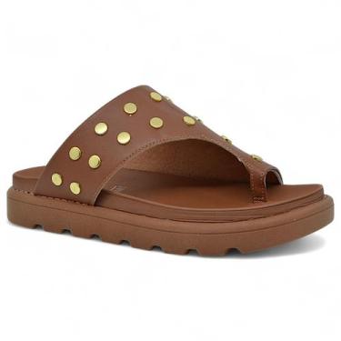 Imagem de Sandalia Vizzano Feminina Tratorada Papete Casual Tachas, Mocca, 37