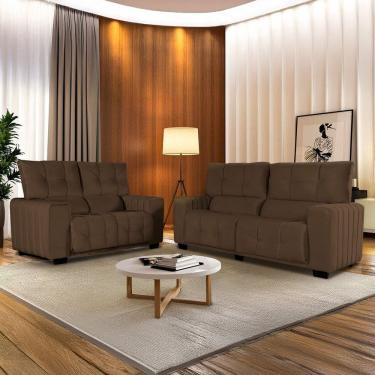 Imagem de Conjunto com 2 Sofás Estofado Le Mans Marrom café