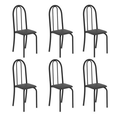 Imagem de Kit 6 Cadeiras Tubular 96x36x41 Cm Iris B Preto