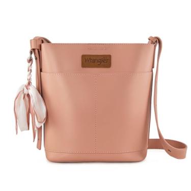 Imagem de Bolsa transversal feminina Wrangler grande com cachecóis, rosa