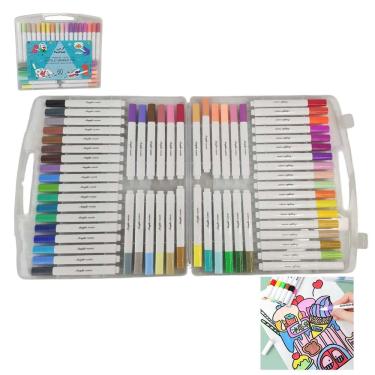 Imagem de Canetinha Caneta Marcador 60 Cores Tinta Acrilica A Prova dAgua Permanente Maleta Estojo Artesanato Pintura Escultura