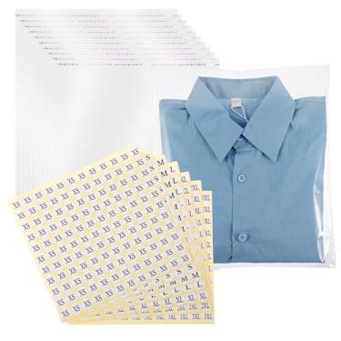 Imagem de 100 sacos plásticos transparentes para embalagem, sacos de celofane de poli seláveis transparentes 30,5 x 40,6 cm, grande bolsa de celofane autovedante com adesivos de tamanho de roupas para embalagem