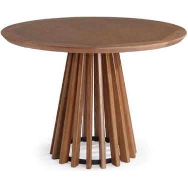 Imagem de Mesa de Jantar Brisa Tampo Redondo Madeira Verniz Avelã 1,30cm - 50982