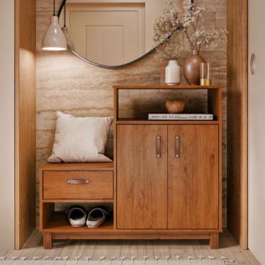 Imagem de Sapateira Organizadora Quarto Cômoda Armário Com Banco Assento Maya Co