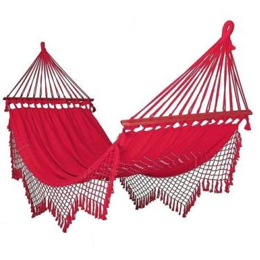 Imagem de Rede De Dormir Descanso Vermelha Com Madeira - Brianoredes