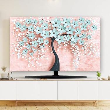 Imagem de Capa de TV 32-80 polegadas impressão simples capa de poeira para TV arte interior pano tela LCD LED capa protetora de tela curva tela curva LCD LED TV display capa decoração de quarto - Rosa-1||75