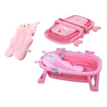 Imagem de Banheira Ofurô Infantil Dobrável Com Almofada Flutuante E Saboneteira 