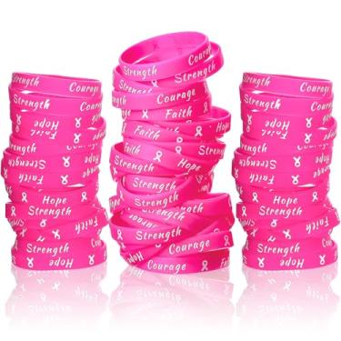 Imagem de Sratte Pulseiras de borracha de conscientização do câncer de mama para mulheres, festas, eventos públicos, decorações de câncer de mama, presentes, 2.36 inches in diameter, Borracha, Sem Pedra