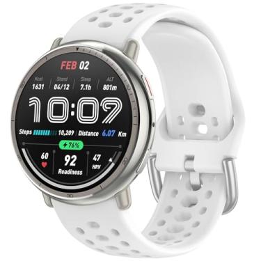 Imagem de Nacorulu Compatível com pulseiras Amazfit Active 2, pulseira de silicone de 20 mm de largura para smartwatch Amazfit Active/Active 2S/GTS 4 mini/GTR Mini/Bip 3 Pro (branca)