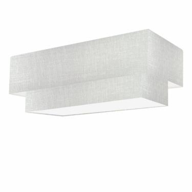 Imagem de Plafon Duplo Retangular Vivare Md-3071 Cúpula em Tecido 80X40cm x 70X30cm - Bivolt