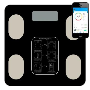 Imagem de Balança Digital de Bioimpedância até 180?kg com Aplicativo Bluetooth Monitoramento Corporal completo