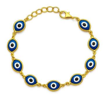 Imagem de Pulseira Feminina Ouro 18k Olho Grego Tornozeleira de Luxo - Alpha Gru