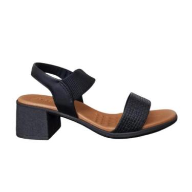 Imagem de Sandália Feminina USAFLEX de Couro Salto Bloco e Elastano UC22003, Pre