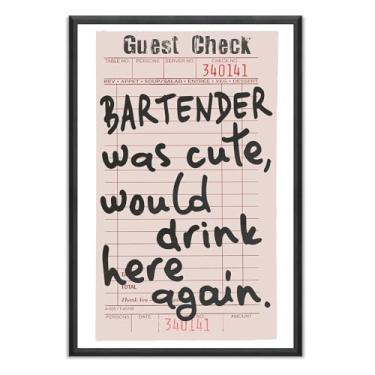 Imagem de Arte de parede em tela de bar divertido, acessórios e decoração de carrinho de bar, decoração de parede moderna preppy preto branco retrô, pôster de arte vintage para decoração de parede de cozinha