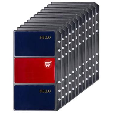Imagem de Porta-cartões de crédito, mangas para cartões de visita, 9 x 5 cm, 12 folhas, preto, PVC, Zipless, A6, bolsos para fichários de 6 anéis, transparente, 3 bolsos, pasta organizadora (3,54 x 2,2 3 bolsos