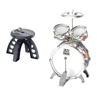 Imagem de YIJU Crianças conjunto de tambor jazz com fezes desenvolvimento brinquedo sensorial para presente aniversário concerto palco desempenho crianças jardim, Prateado