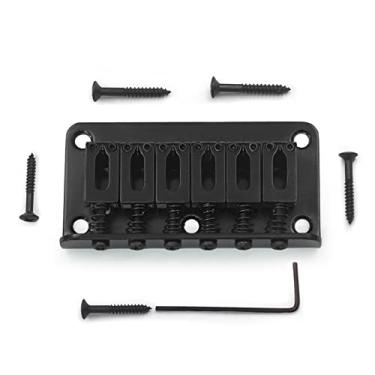 Imagem de MAXCHEER Ponte rígida fixa de 78 mm para guitarra elétrica Fender Strat Tele de 6 cordas (preta, 78 mm)