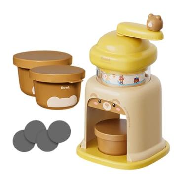Imagem de IEUDNS de gelo manual, máquina de raspadinha leve para festas em casa, bar, restaurante, Amarelo com 3 Tigelas