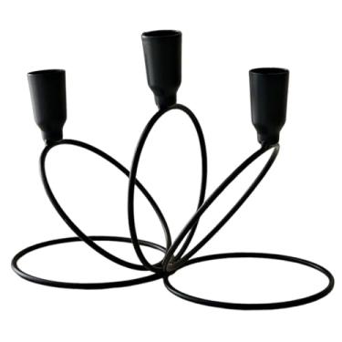 Imagem de predolo Suporte de vela cônico para candelabro, suporte de vela para decoração de casa, acessório elegante, 21x10,5x15,5 cm, castiçal, Preto