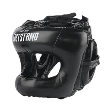 Imagem de Generic Capacete de boxe acolchoado ventilado, proteção para cabeça de kickboxing para artes marciais, taekwondo, treinamento de luta livre, Preto