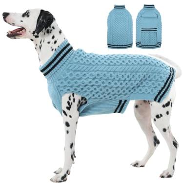 Imagem de IKIPUKO Suéter de cachorro sem mangas para cães médios para meninas, inverno, gola rolê, casaco de malha, pulôver quente, roupas para cães, roupas para outono, clima frio, Natal