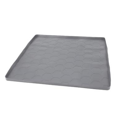 Imagem de Pwshymi Bandeja de máquina de lavar, tapete de silicone para geladeira profissional resistente a arranhões sob máquina de lavar roupa tapete para máquina de lavar e secar geladeira (cinza)