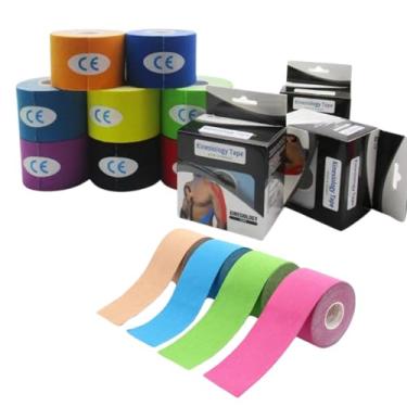 Imagem de Kit 2 Fita Kinesio Tape Bandagem Elástica Adesiva Kinesiológica Para Fisioterapia Lesões Esportivas Alívio Dores Resistente à Água 5m Cores Sortidas | Premium MyBrins