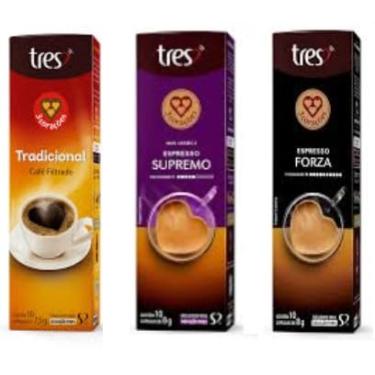 Imagem de Café Três Corações, Kit Cápsulas 3 Caixas, Sabores Tradicional, Supremo e Forza