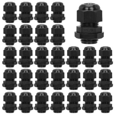 Imagem de Aandxmok 30 peças de prensa-cabos à prova d'água, rosca PG9 (NPT 1/4) (4-8 mm), feito de material PA66, conectores de cabo de alívio de tensão, à prova d'água, adequado para várias instalações