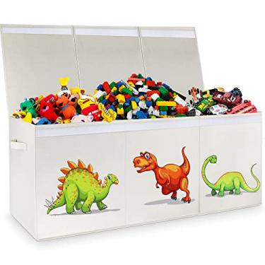 Imagem de Baú de brinquedo para meninos, caixas de armazenamento para brinquedos, caixa de brinquedos para meninos, caixas de armazenamento de brinquedos infantis, resistente e dobrável, divisor removível