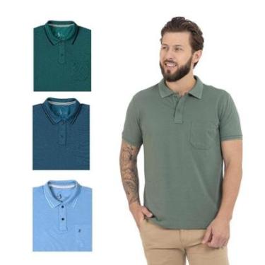 Imagem de Kit 4 Camisa Polo Masculina Pique Premium com Bolso Casual-Masculino