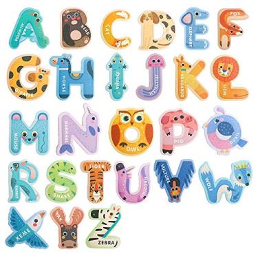 Imagem de USATDD Jumbo Letras Magnéticas Coloridas ABC Alfabeto Animal Brinquedos Grandes Maiúsculas Imãs de Geladeira Conjunto de Brinquedos Educativos Pré-Escolares Aprendendo Jogo de Ortografia para Crianças