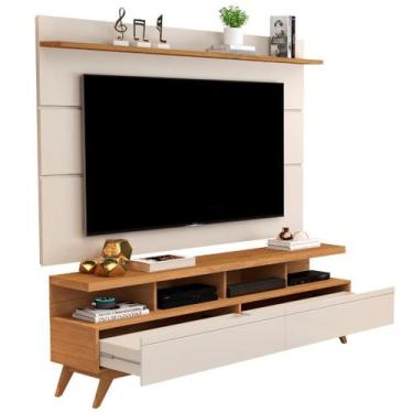 Imagem de CONJUNTO DE RACK + PAINEL VIV. COR NATURE / OFF WHITE 1.60m PARA TV AT