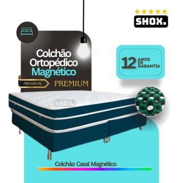 Imagem de Colchão Casal Shox Premium Ortopédico 188x138x30cm, Suede Azul