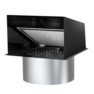 Imagem de Saída de parede com capuz de 15 cm, capa de ventilação de parede para secadora externa com tela e amortecedor, tampa de saída de ar externa para exaustores de fogão/cozinha/banheiro/lavanderia/porões