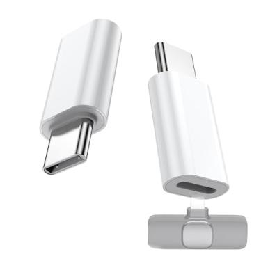 Imagem de Pacote com 2 adaptadores de microfone tipo C para Lightning para microfone Lavalier, conversor USB C macho para Lightning fêmea para carregar seu telefone, como iPhone série 16/15, iPad, não serve