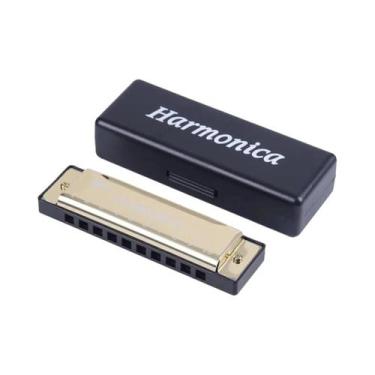 Imagem de Harmonica Diatônica De 10 Buracos Em Chave C Com Estojo Para Iniciante