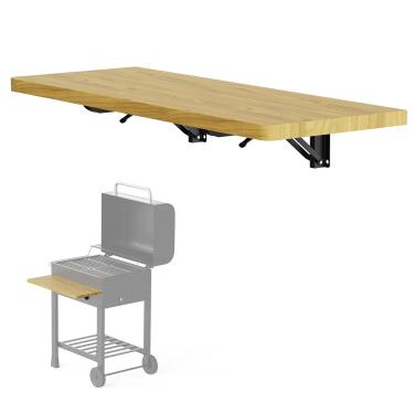 Imagem de FAUENPEEY Acessório de prateleira dobrável de madeira de 66 x 30 cm - Prateleira de extensão de madeira maciça com suportes dobráveis para churrasqueira defumadora de pelotas. Solução premium estenda