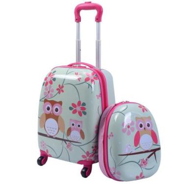 Imagem de Conjunto de bagagem GYMAX Kids Carry On, 2 peças de mala rolante com m