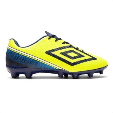 Imagem de Chuteira Umbro Force Campo Amarela e Azul