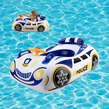 Imagem de Boia de piscina para bebês, design de carro de polícia, boia de piscina para crianças, boias infláveis para crianças de 1 a 2 anos, boias de piscina para crianças de 1 a 3 anos, boias de natação para
