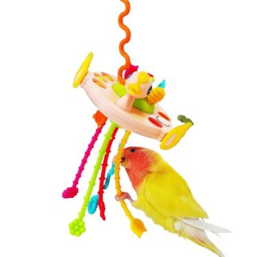 Imagem de Brinquedo de mastigação de pássaros coloridos para pássaros pequenos e médios papagaio brinquedos educativos interativos brinquedo de corda de silicone para conure calopsita periquito - para papagaio