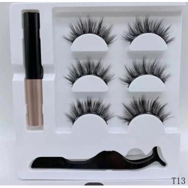 Imagem de KIT 3 Cilios Magneticos Posticos Com 5 Imãs 3 Par Delineado r-Cílios +