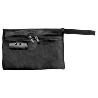Imagem de ZJRDYYK Bolsa à prova de cheiros com trava de combinação, bolsa pequena de 24,5 cm x 16,5 cm com código, bolsas de mão pequenas com zíper de bloqueio, Preto