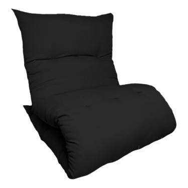 Imagem de Colchonete Futon Dobrável Almofada Poltrona Colchão Portátil Solteiro Pallet Espreguiçadeira(Preto)