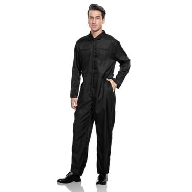 Imagem de Myersmas Macacão azul marinho adulto masculino cosplay macacão cosplay, Preto, GG