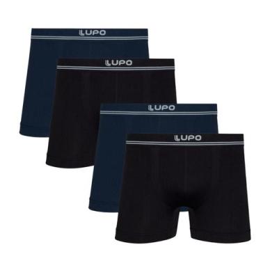 Imagem de Kit 4 Cuecas Masculina Lupo Boxer Lisa Original Poliamida Premium, Pre